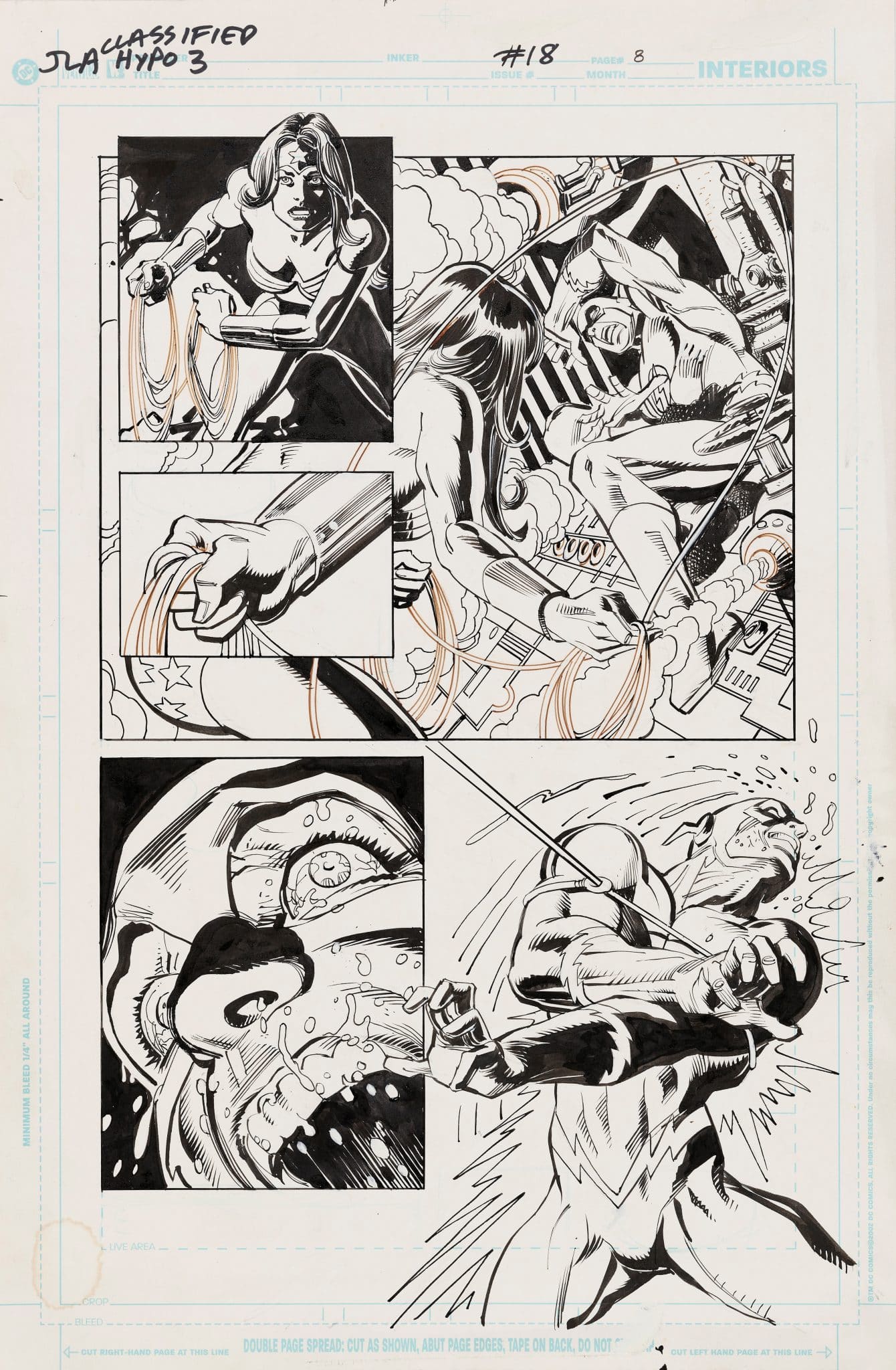 JLA 18 2 pages penciled by Jose Garcia Lopez and inked by Klaus