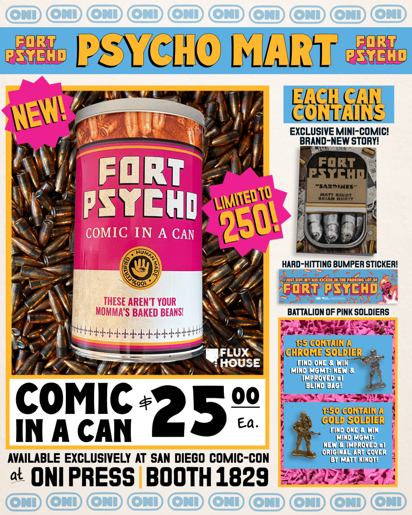 FORT PSYCHO “COMIC IN A CAN” SDCC EXCLUSIVE BY MATT KINDT & BRIAN HURTT TYLER CROOK | LIMITED TO 250 COPIES | $25