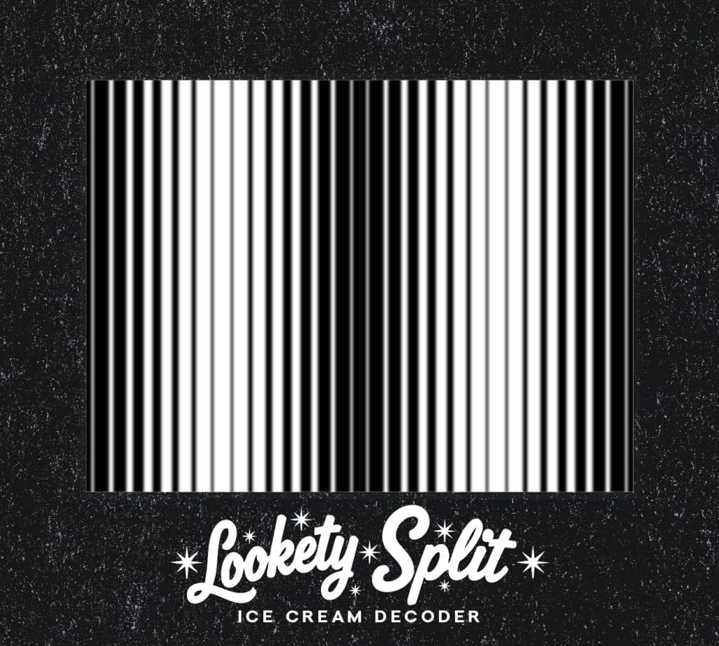 A black and white striped graphic with the text 'Lookety Split Ice Cream Decoder' at the bottom.