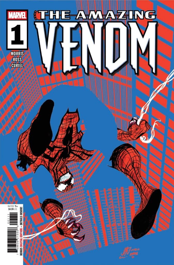 Comic book cover featuring Spider-Man swinging through a cityscape, with the title 'The Amazing Venom' prominently displayed at the top.
