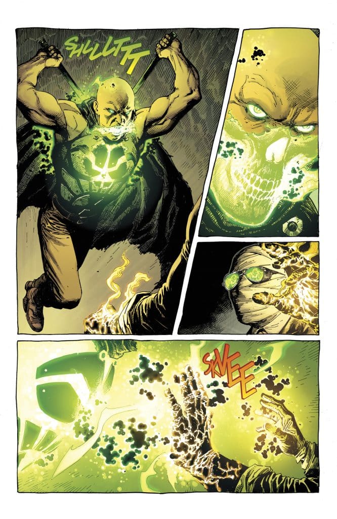 A superhero with glowing energy powers is depicted in a dynamic pose, preparing to unleash a powerful attack, with energy effects illustrated around their body.