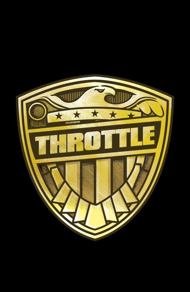 A gold shield logo featuring the word 'THROTTLE' in bold letters, with an eagle and stars integrated into the design.