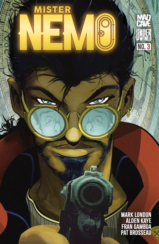 Cover art for 'Mister Nemo' comic book issue No. 3, featuring a character with glasses and a beard holding a gun, set against a stylized background.