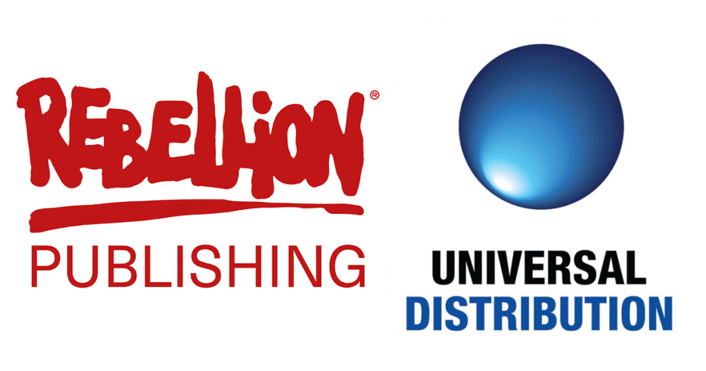 Logos of Rebellion Publishing and Universal Distribution side by side.