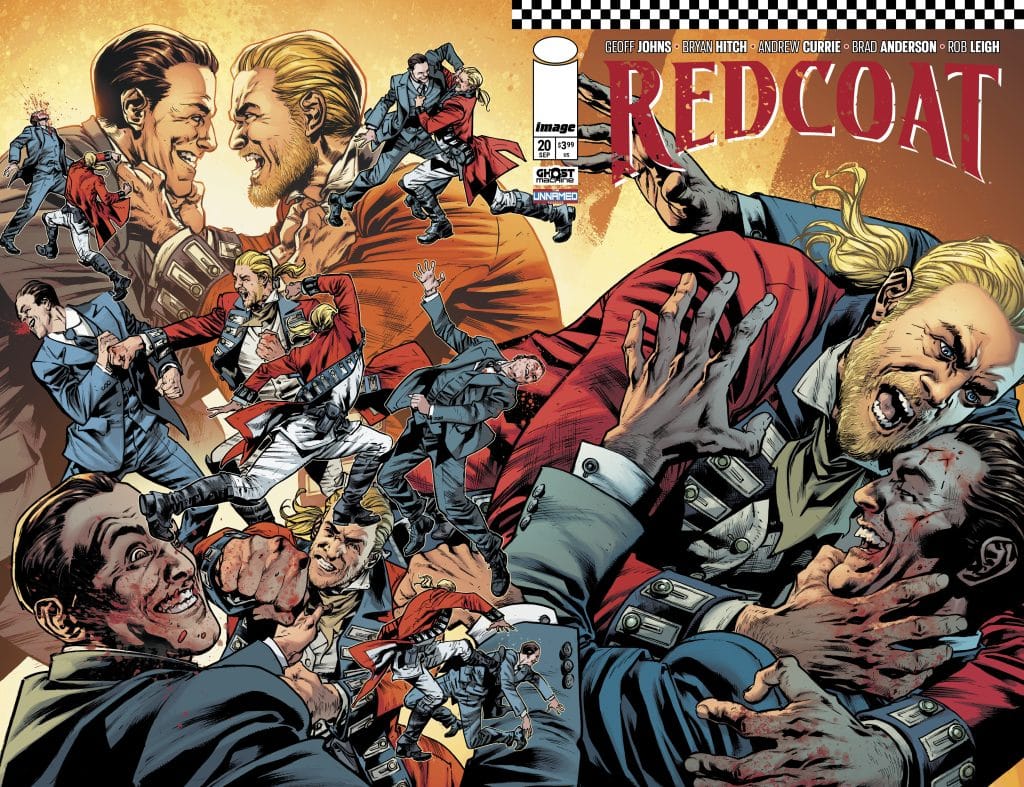 A dynamic comic book cover featuring intense hand-to-hand combat between characters in historical military attire, with vivid colors and action-packed scenes.