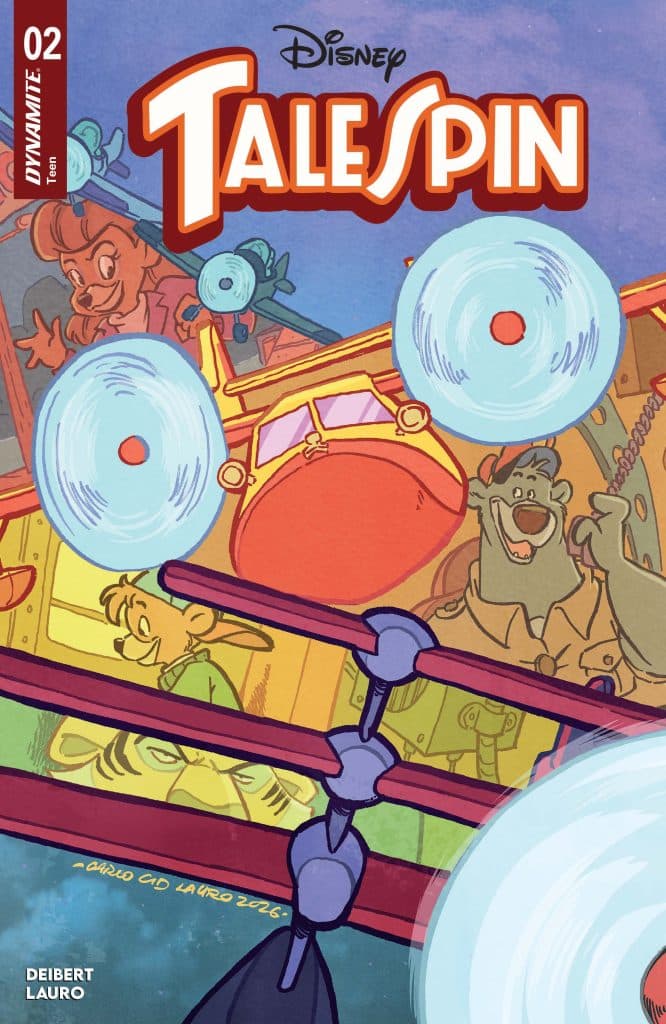 Cover of Disney's 'TaleSpin' comic book, featuring colorful illustrations of the main characters and an airplane.