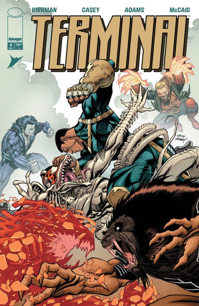 Comic book cover for 'Terminal' featuring multiple characters engaged in a fierce battle, showcasing dynamic poses and dramatic action. The title 'TERMINAL' is prominently displayed at the top.