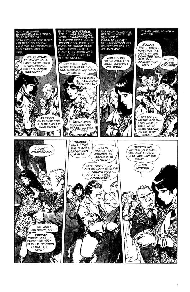 A black and white comic panel featuring a tense dialogue among several characters, including a woman with dark hair and a distinctive outfit who appears to be the focus. Other characters express frustration and concern, highlighting themes of misunderstanding and conflict in a chaotic setting.