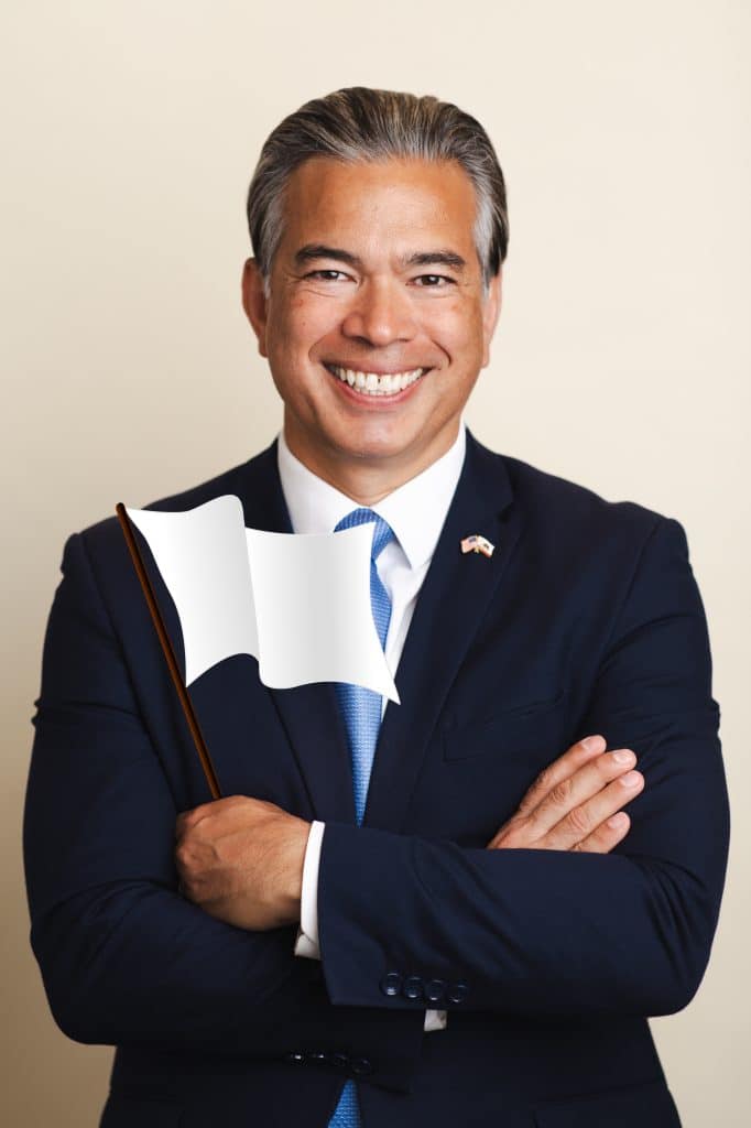 California AG Bonta waving the white flag