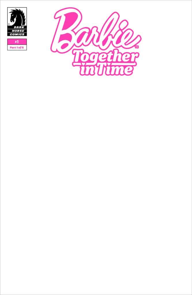 Cover page of the comic book 'Barbie: Together in Time', part 1 of 6, featuring the title in pink with a logo.