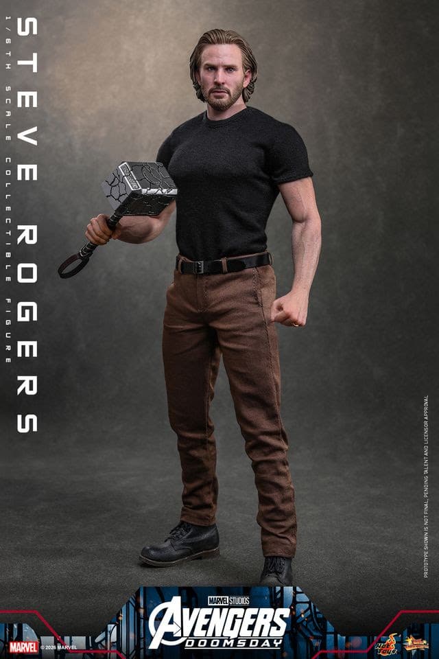 Collectible figure of a male character holding a hammer, wearing a black shirt and brown pants, with a neutral background.