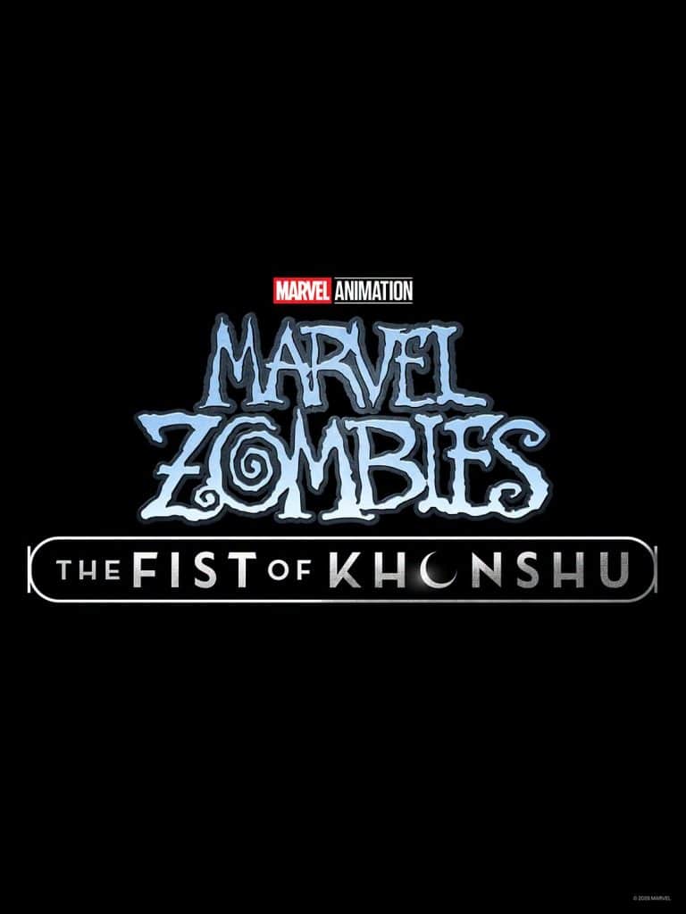 Logo for Marvel Zombies: The Fist of Khonshu, featuring stylized text on a black background.