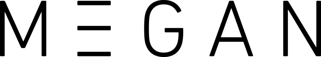 Stylized text logo spelling 'MEGAN' in uppercase letters with a minimalist design.