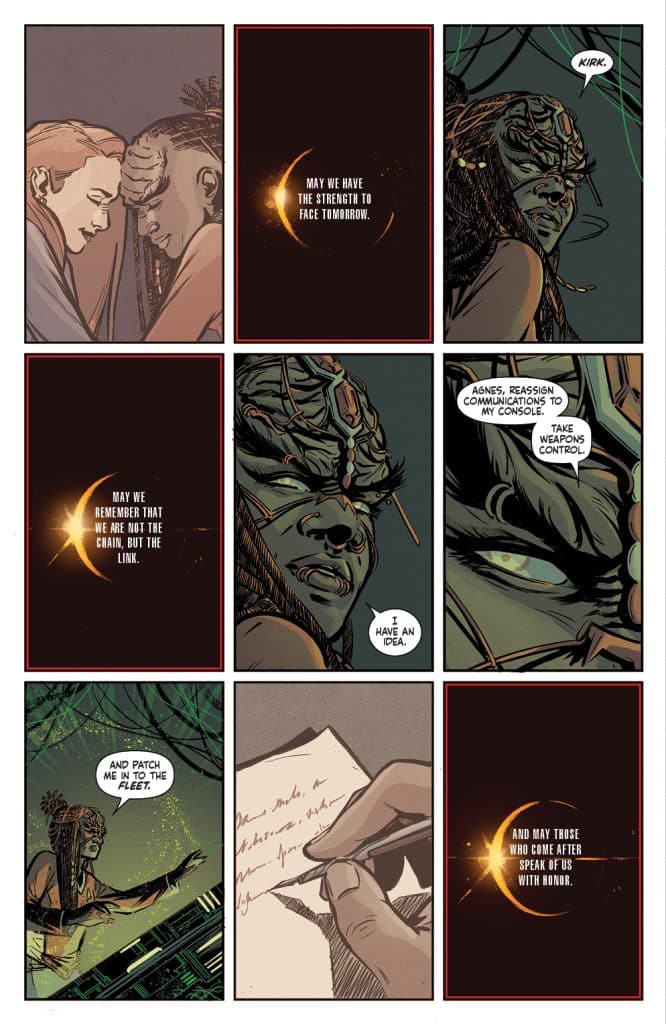 Two characters in a moment of connection, sharing a sense of hope.