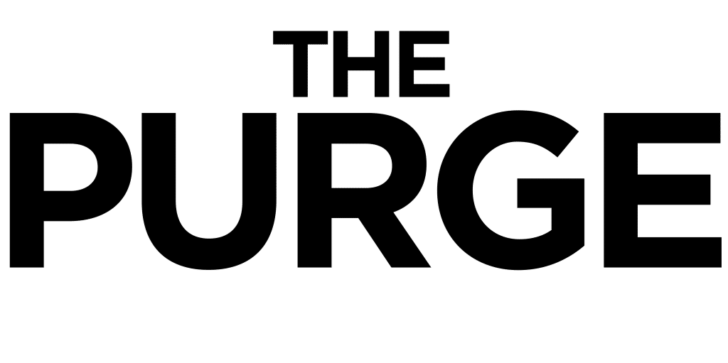Logo of 'The Purge' in bold black letters on a transparent background.