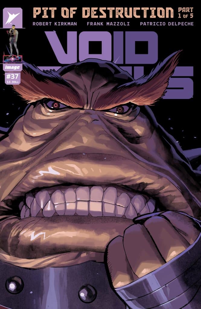 Cover of the comic book 'Void' issue #37, featuring a close-up of a muscular character with an intense facial expression and prominent mustache, set against a dark background with the title and credits.